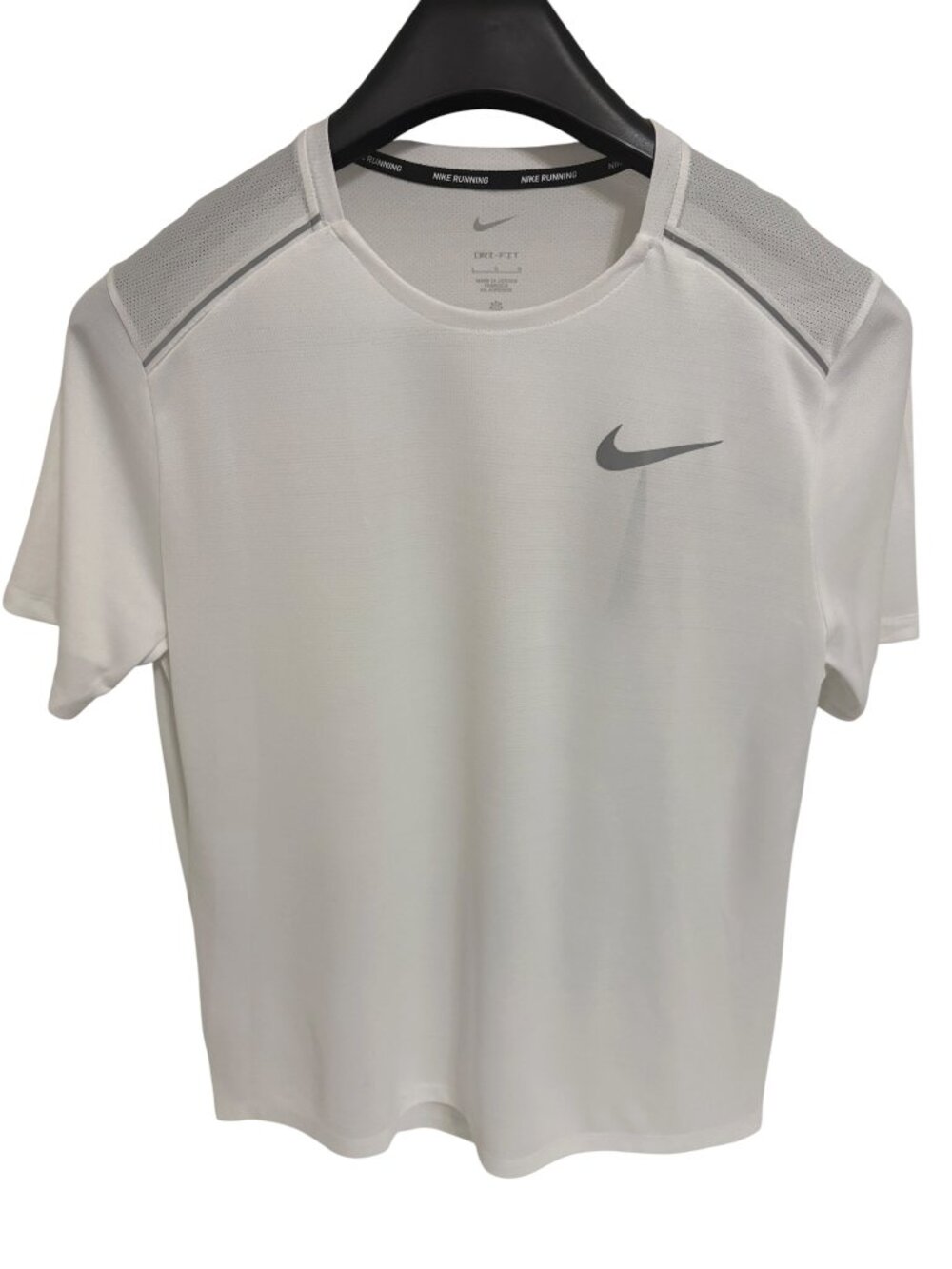 Nike Dri-Fit Running Shirt Mens Size Large Short Sleeve Logo White NWT